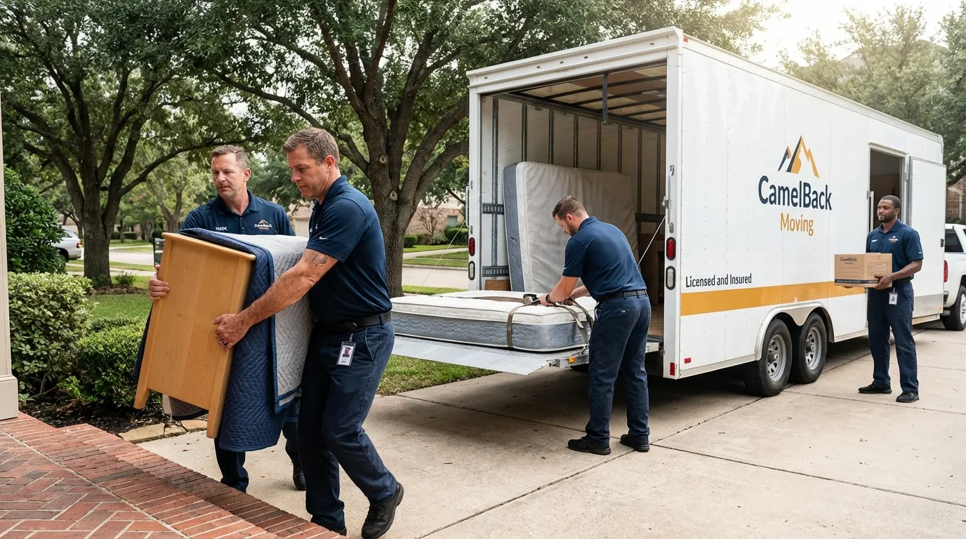 Crew loading residential truck for cross-state move from Clawson, MI