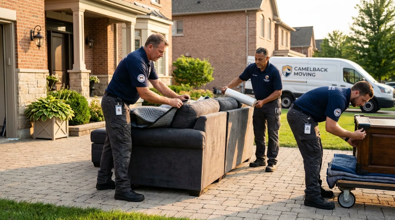 Large estate moving crew wrapping furniture in Clawson, MI